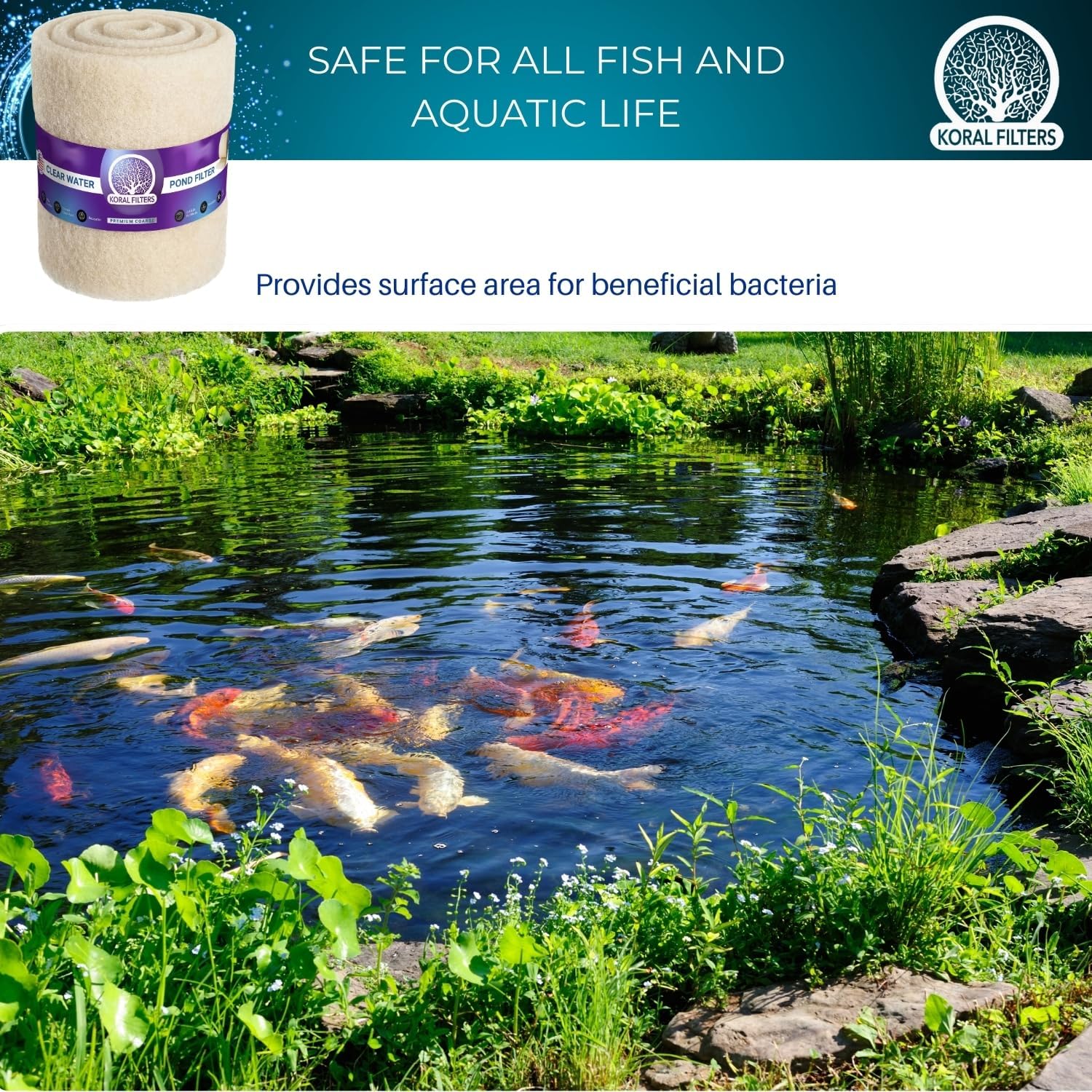 Pond Filter Media Roll, Fine and Coarse Cut to Fit Pads, Washable, Reusable Bulk Roll for Koi Ponds, Skimmers, Made in USA - Cream (Premium Coarse) 1.25”