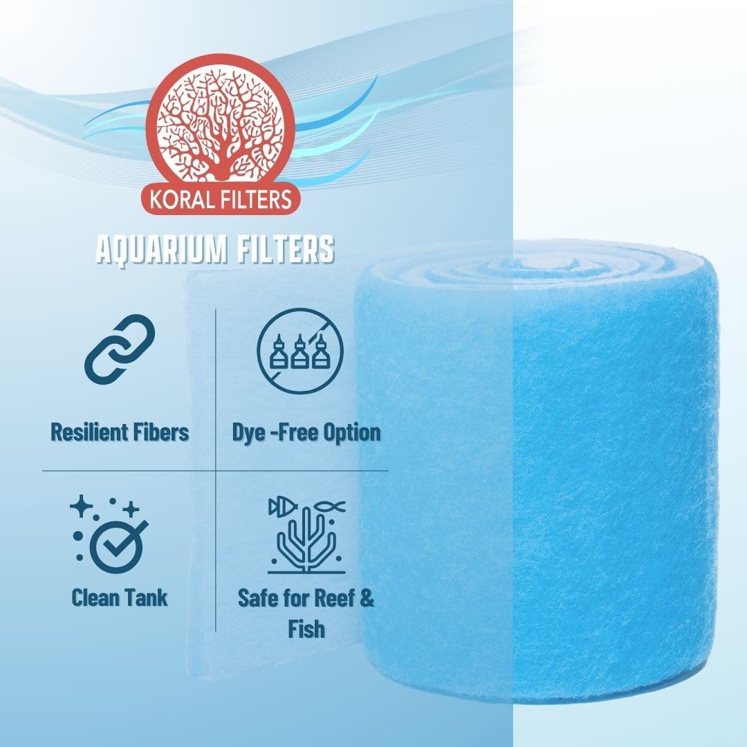 Aquarium Filter Media Pad Floss for Fish Tank Filters - Media Roll for Crystal Clear Water