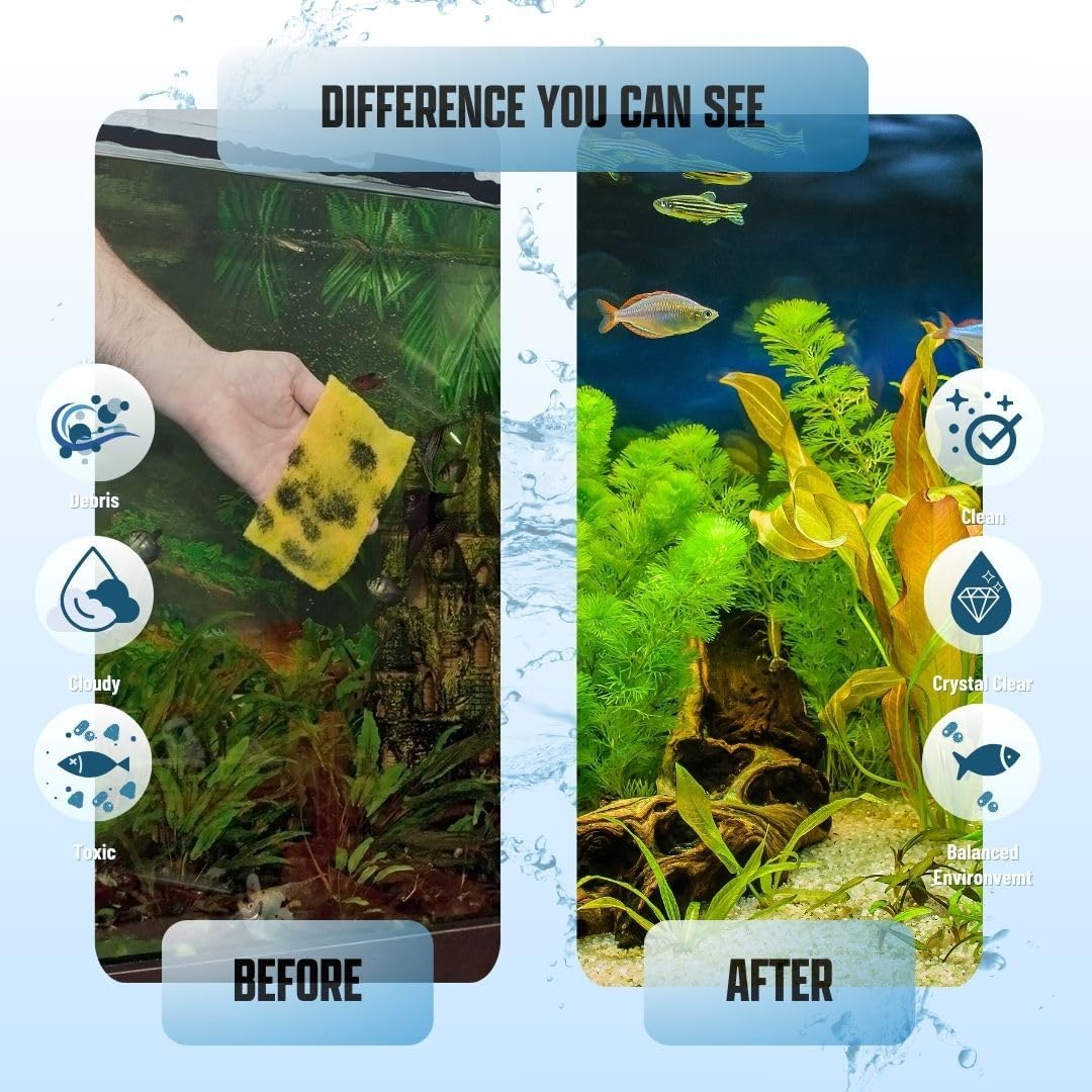 Aquarium Filter Media Pad Floss for Fish Tank Filters - Media Roll for Crystal Clear Water