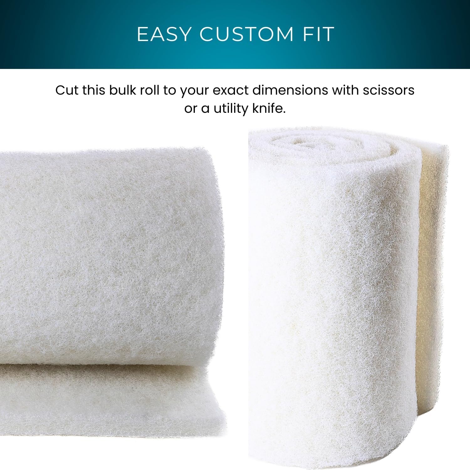 Pond Filter Media Roll, Fine and Coarse Cut to Fit Pads, Washable, Reusable Bulk Roll for Koi Ponds, Skimmers, Made in USA - White (Premium Fine) 1”