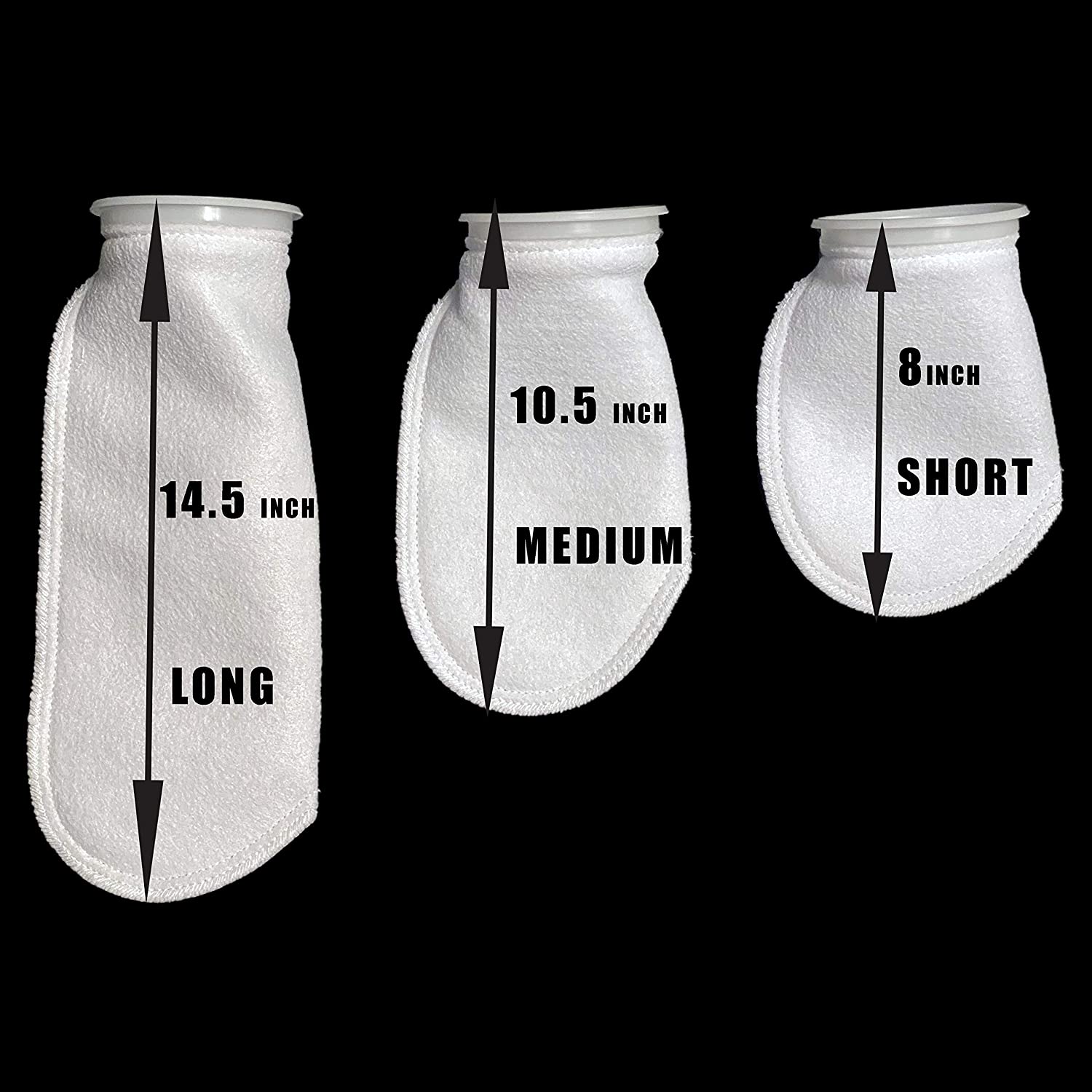 Sock Filters - 200 Micron - Aquarium Felt Filter Bags -  (4 Inch Ring Diameter)